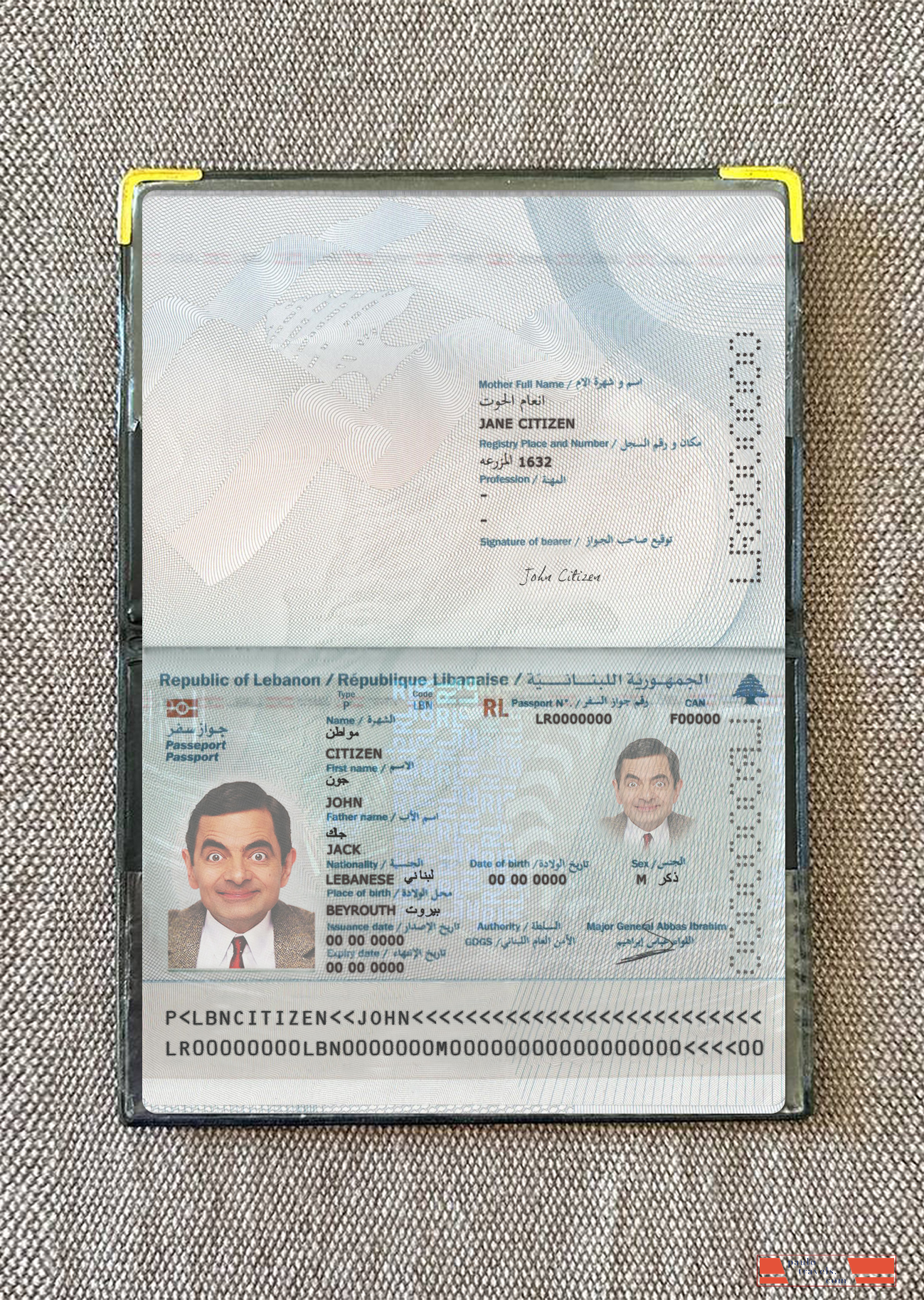 Lebanon passport 2022 present photolook PSD template